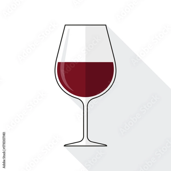 Fototapeta A simple illustration of a wine glass filled with red wine.