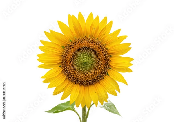 Fototapeta Vibrant sunflower in full bloom, showcasing its intricate patterns and bright yellow petals against a clean background