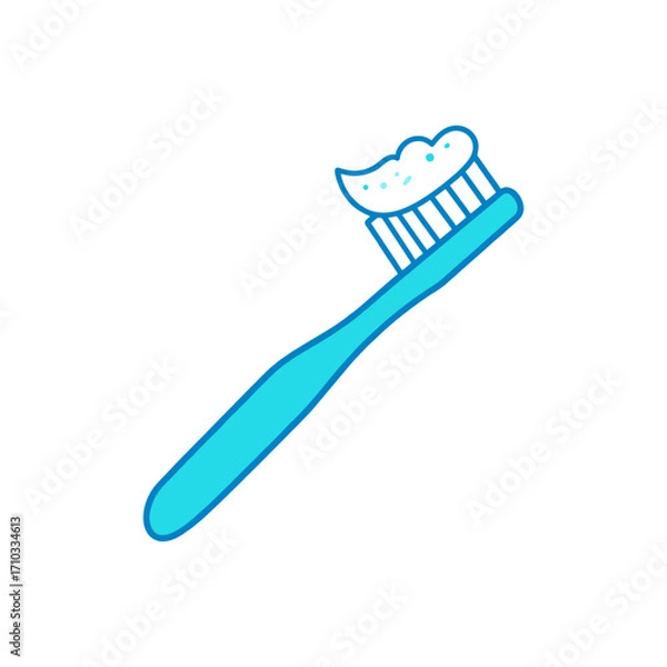 Fototapeta Vector toothbrush with toothpaste foam, colorful flat design