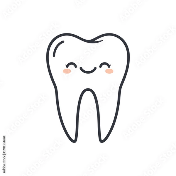 Fototapeta Vector icon of smiling teeth with healthy expression