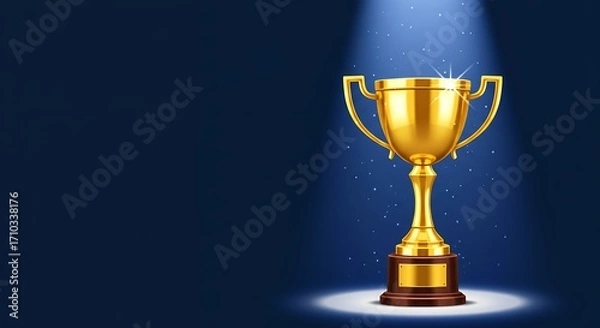 Fototapeta Golden trophy under spotlight