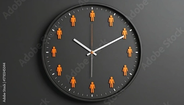 Obraz Orange figures on a black clock