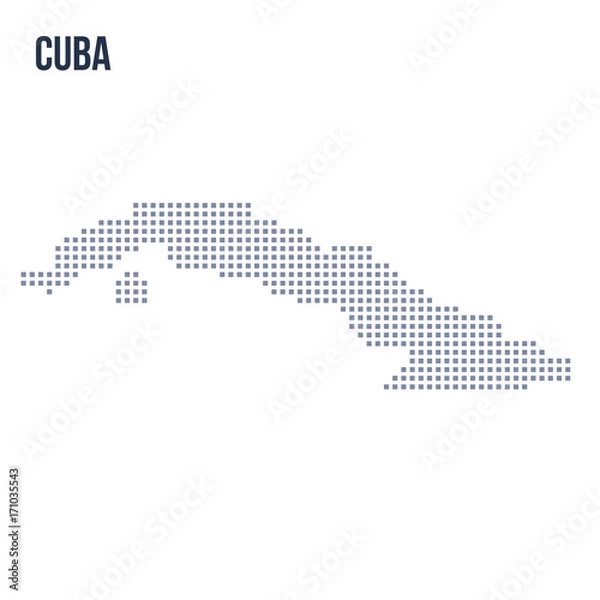 Fototapeta Vector pixel map of Cuba isolated on white background