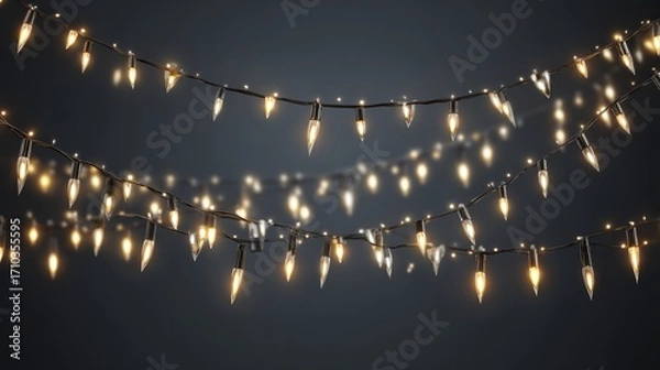 Obraz String lights twinkling against dark background in festive display