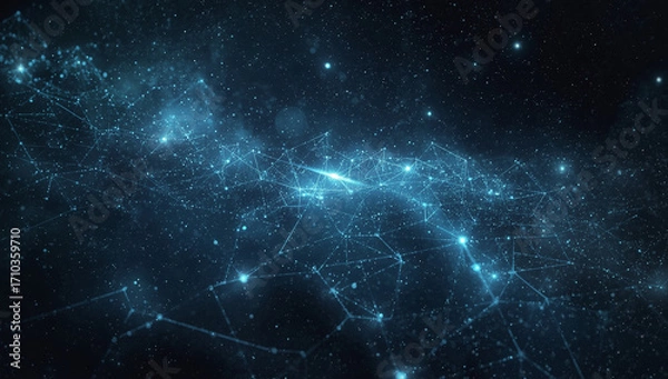 Fototapeta Abstract Glowing Network Representing a Digital Galaxy or Data Universe