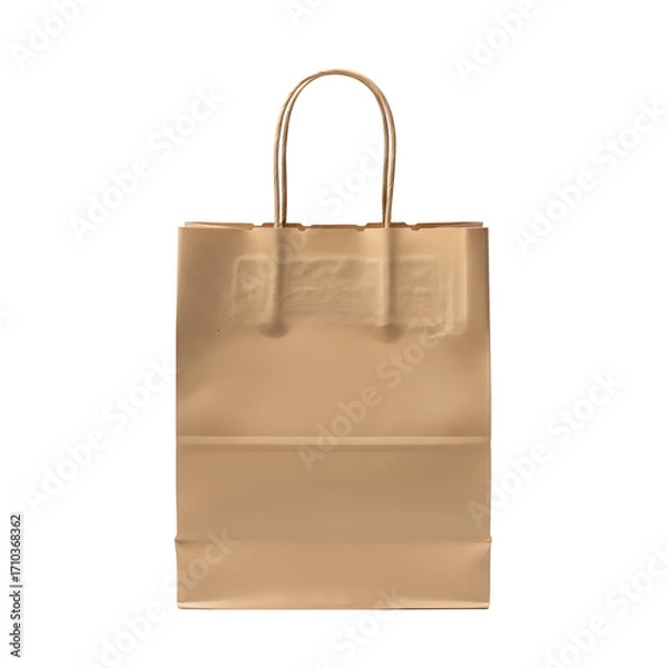 Fototapeta Presents a Brown Paper Bag with Handles on Transparent Background for Shopping Themes