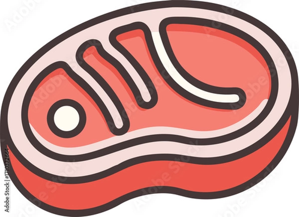 Fototapeta Illustration of a raw steak with fat marbling and outer ring