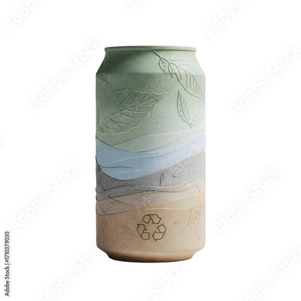 Fototapeta Eco Drink Can Presents Nature with Recycle Symbol on Transparent Background Beautifully