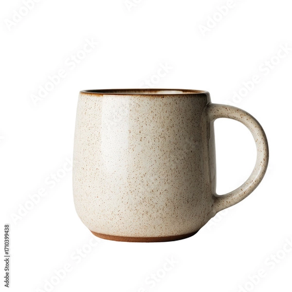 Fototapeta Creamy off-white mug with speckled texture and reddish-brown base