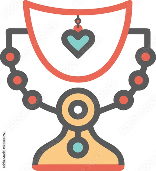 Obraz Colorful vintage necklace with heart pendant and geometric beaded details