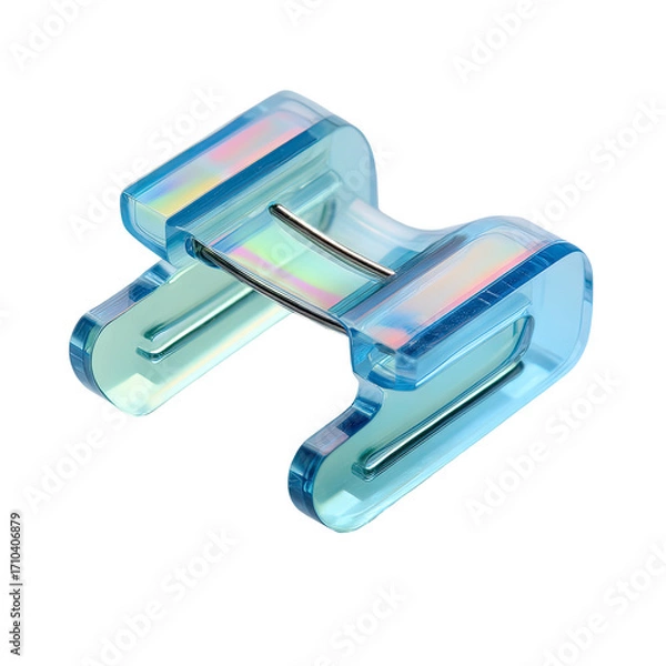 Obraz Light-blue, translucent, plastic fastener, shaped like a doubled "U