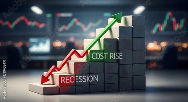 Fototapeta Growth Chart Symbolizing Economic Trends with Recession and Cost Rise Indicators in a Dynamic Financial Context for Business Analysis