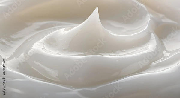 Fototapeta Luxurious Creamy Texture With Smooth White Swirl, Perfect For Skincare Products And Beauty Essentials, High-Quality Closeup Shot