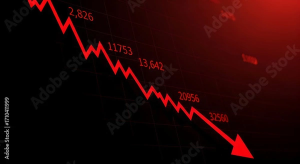 Fototapeta Stock Market Crash: Downward Trend Indicating Financial Decline Amidst Panic and Volatility in Investment Sector