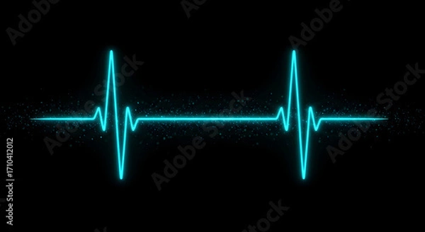 Fototapeta Vibrant Neon Blue Heartbeat Pulse Waveform Illustration Perfect For Medical And Technological Concepts, Health Monitoring, And Creative Designs