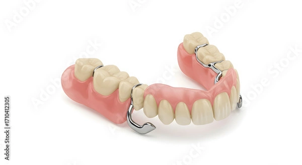 Fototapeta Advanced Dental Prosthetics: Realistic and Functional Detachable Dentures for Enhanced Oral Health and Aesthetic Restoration Solutions
