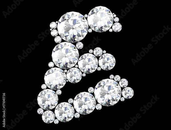 Fototapeta diamond letters with gemstones isolated on black (high resolution 3D image)