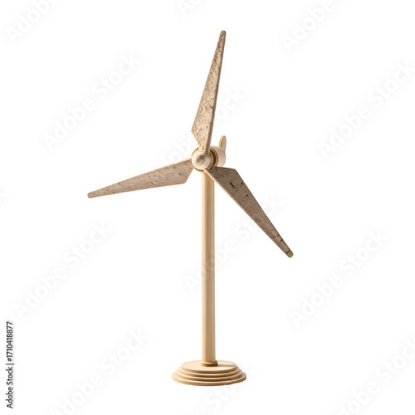Fototapeta Wind Turbine Model Stands Isolated on Transparent Background, Promoting Renewable Energy Sources