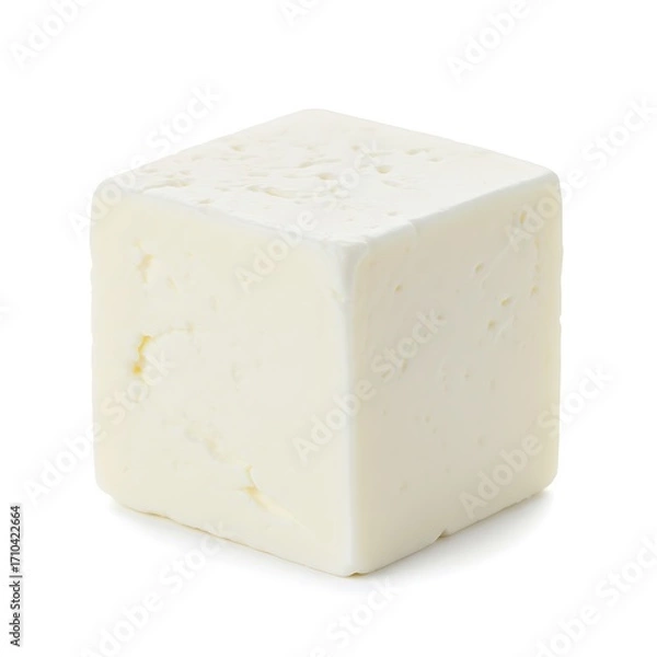 Obraz cream cheese cube, soft surface, isolated on white background