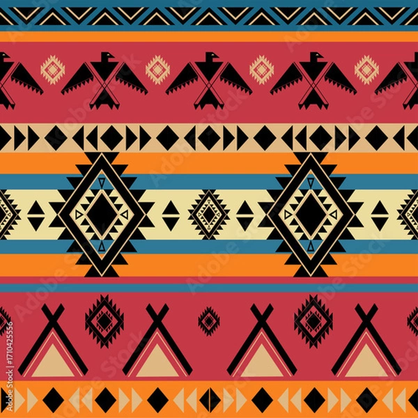 Obraz seamless native american geometric pattern