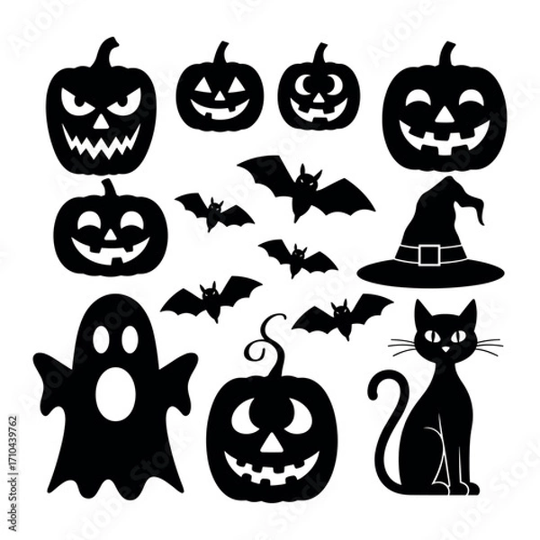 Obraz Halloween Silhouettes Vector Halloween Characters and Elements