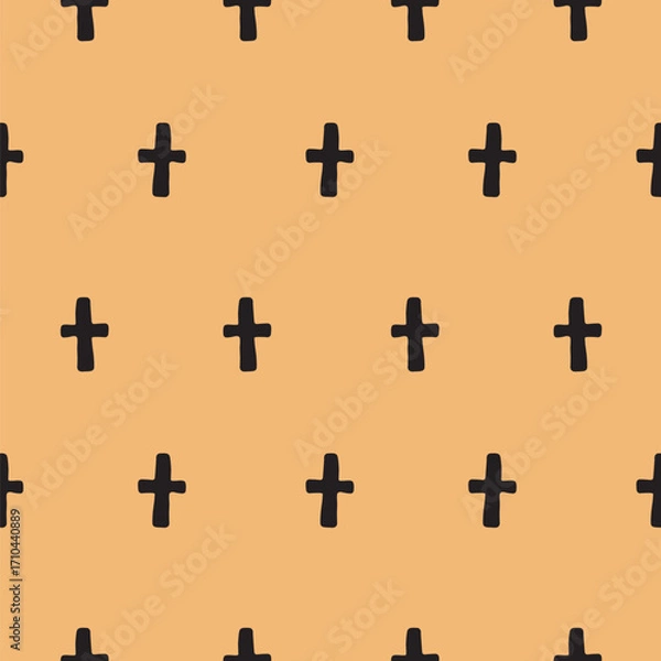 Fototapeta Crosses pattern. Seamless abstract pattern. Orange template. Religion, Halloween or death theme.