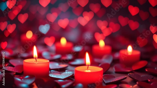 Obraz christmas candles on red background