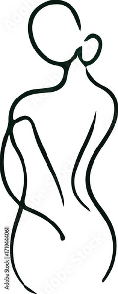 Obraz Minimalist logo of elegant woman from behind in continuous line art
