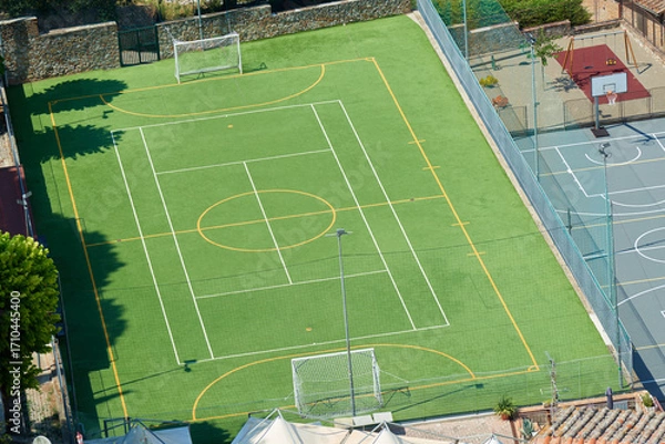 Fototapeta Aerial view of a soccer field
