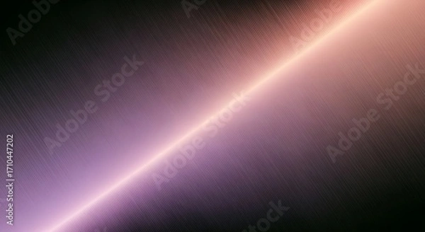 Fototapeta Abstract diagonal light streak with pink and purple hues on a dark grid background
