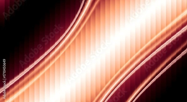 Fototapeta Abstract glowing orange and gold light streaks with vertical lines on a dark background
