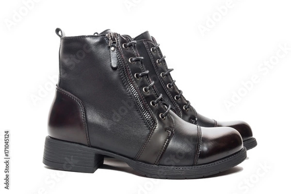 Fototapeta Female winter leather shoes