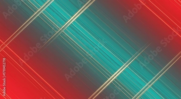Fototapeta Diagonal stripes pattern with red and teal gradient background and subtle texture overlay