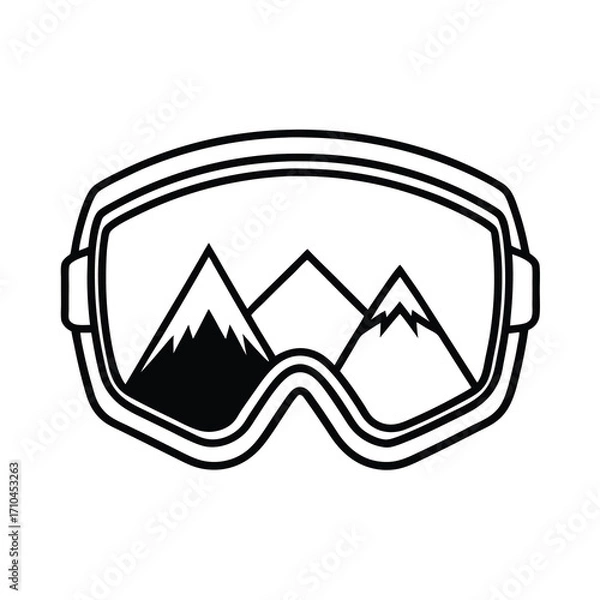Fototapeta ski goggles with mountain reflection vector illustration 