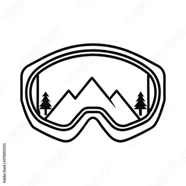 Fototapeta ski goggles with mountain reflection vector illustration 