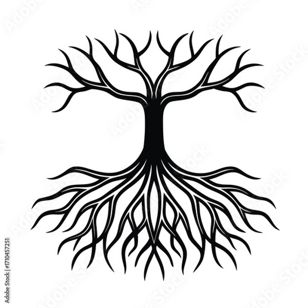 Fototapeta tree root icon set tree root silhouette vector 