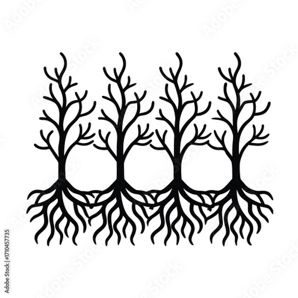 Fototapeta tree root icon set tree root silhouette set vector 