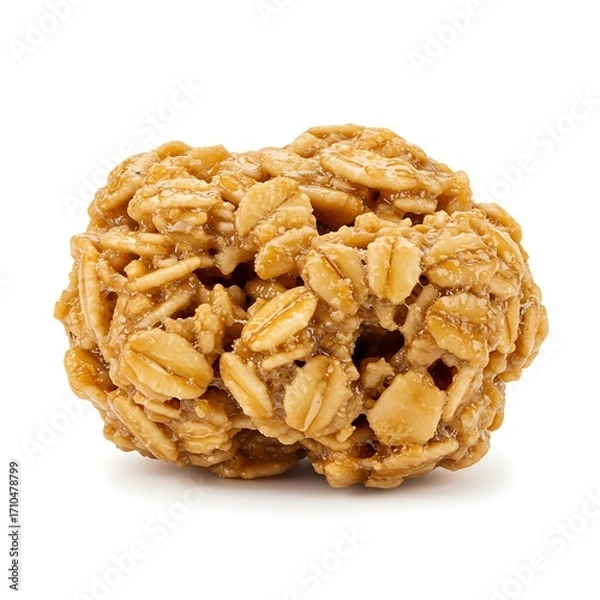 Fototapeta granola cluster with oats, isolated on white background