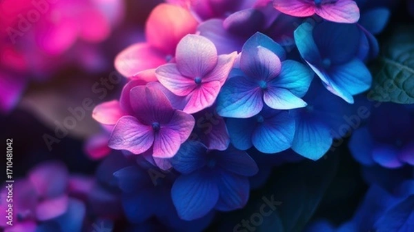 Obraz Vibrant Hydrangea Blooms: A Symphony of Blue and Pink