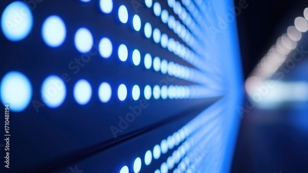 Fototapeta artificial. Abstract blue LED light patterns creating a futuristic ambiance on a dark background. product launch decks, UI/UX mockups, designed for data visualization dashboards and holographic UIs.