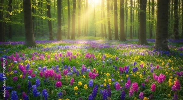 Obraz Sunlight through forest flowers