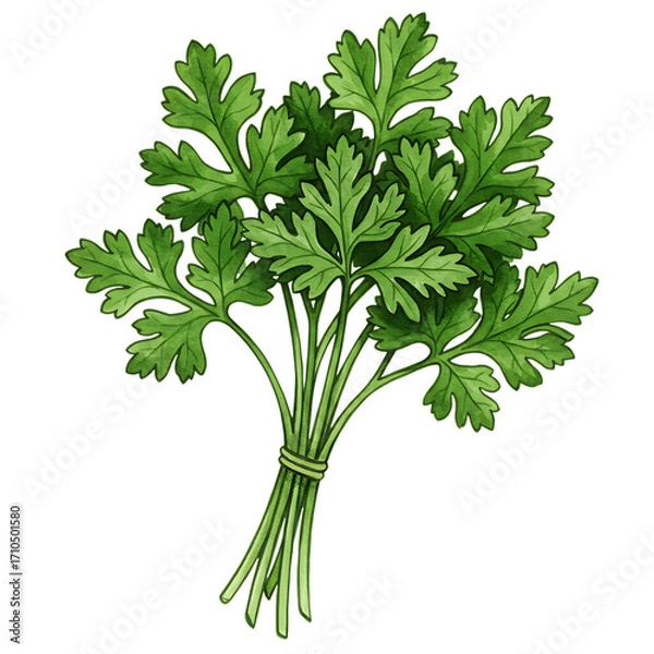 Obraz Fresh green parsley herb bunch isolated on transparent background