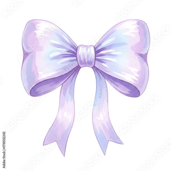 Obraz Elegant light purple satin bow with flowing ribbons isolated on transparent background
