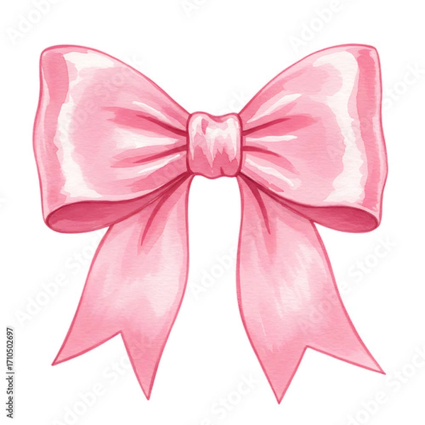 Obraz Elegant pink satin bow isolated on transparent background for decoration and design