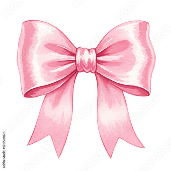 Obraz Elegant pink satin bow isolated on transparent background for decorative use