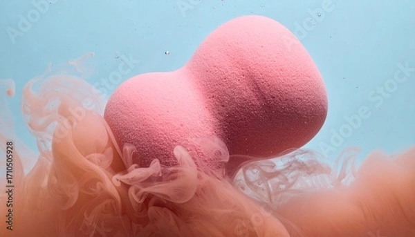 Fototapeta Pink sponge bubbly underwater dissolving spa relaxing in timeless fine art surrealism diving in water slowly movement3.