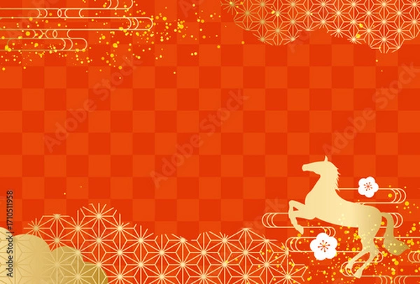 Obraz 2026年・午年　お正月セール用バナー　年賀状　横