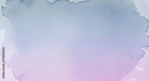 Fototapeta Abstract watercolor wash with soft blue and purple gradients and organic cloud like shapes