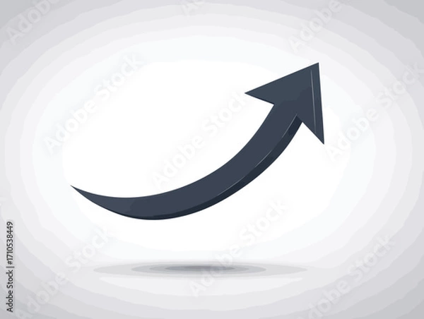 Fototapeta 上向きのカーブを描く灰色の矢印ベクターイラスト