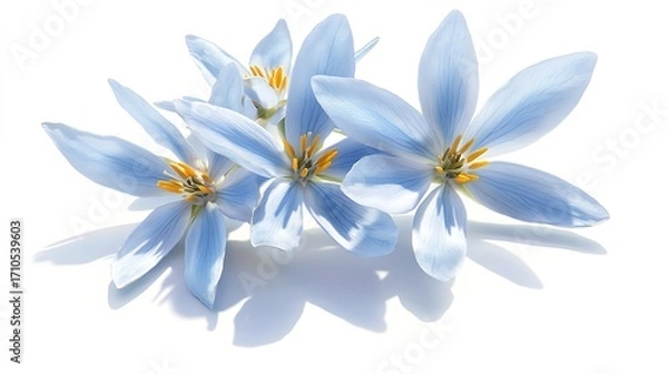 Fototapeta Anemone and daisy flowers in a summer meadow on a white or blue background
